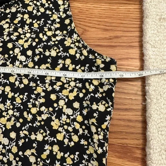 Equipment Femme Sleeveless Black Yellow Floral Print V Neck Silk Dress S - Picture 8 of 11